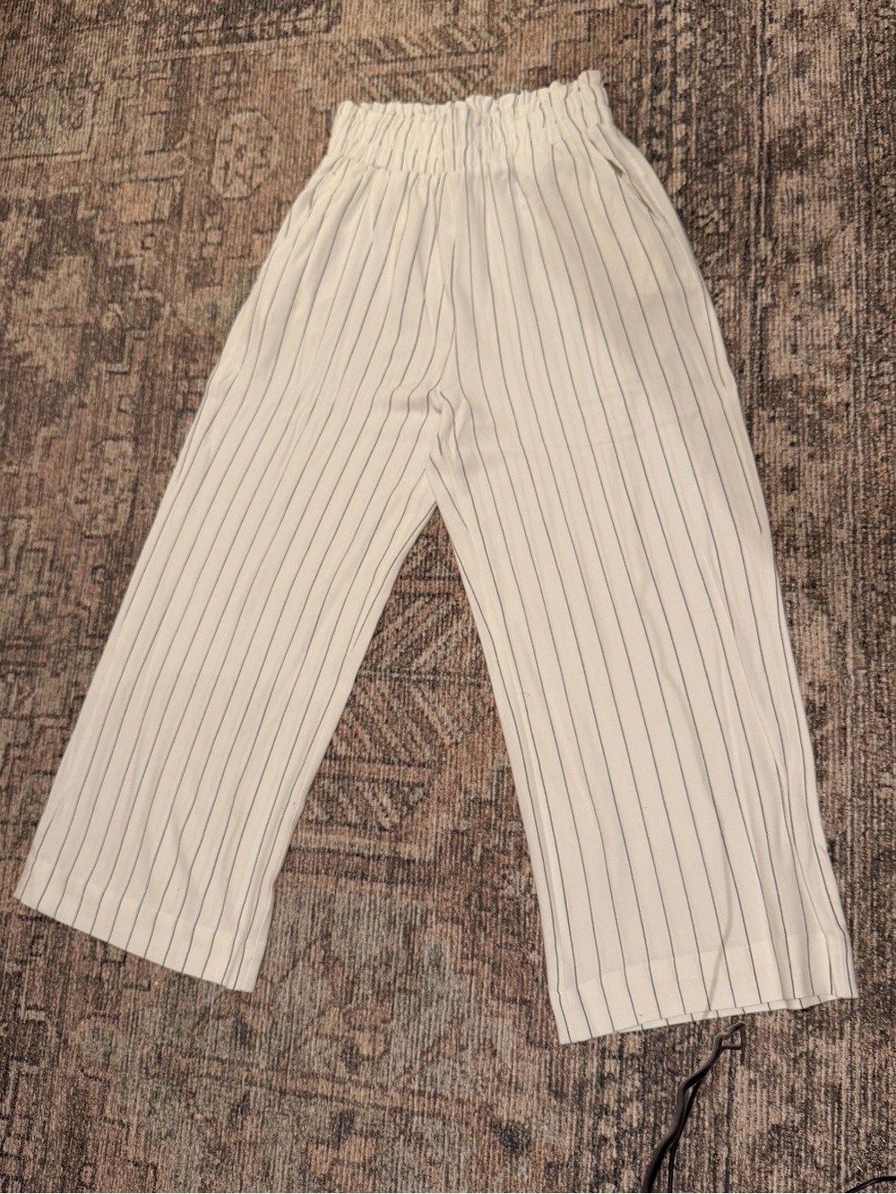 Sienna Sky White Pants with black Pinstripes - Elastic Waist